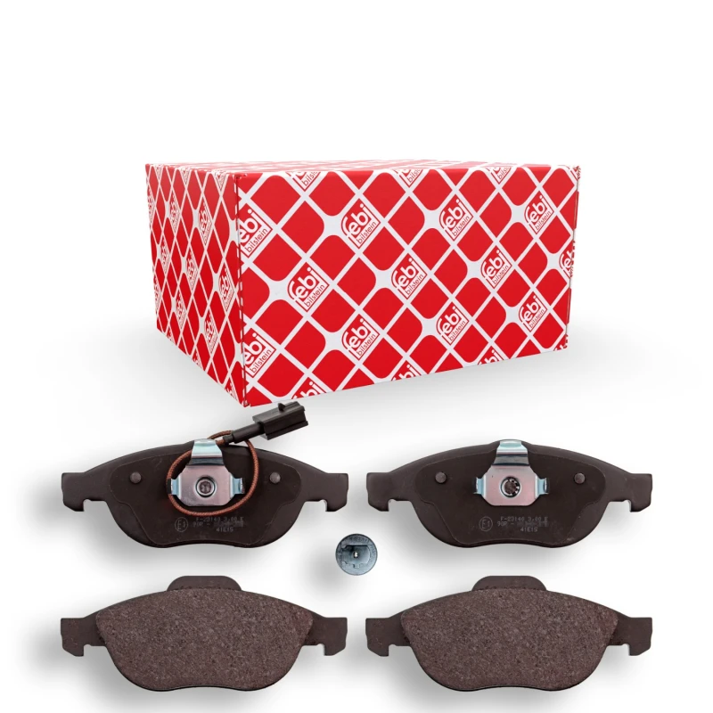 Image of FEBI BILSTEIN 116014 Brake pad set Front Axle, incl. wear warning contact, with piston clip Brake Pad Set,disc brake (402)