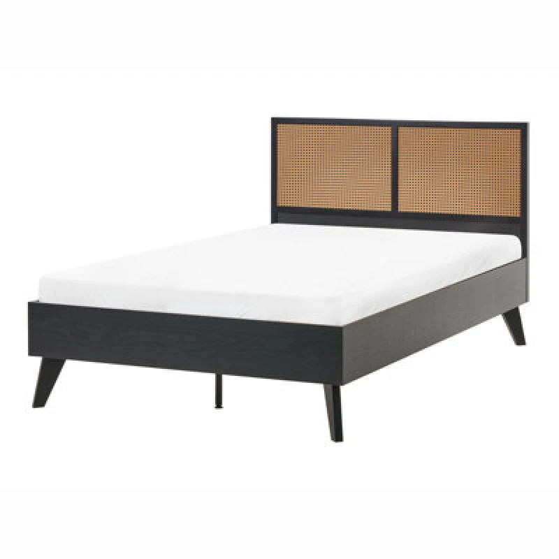 Image of Beliani Bed Pe Rattan Monpazier 120 X 200 Cm (Eu Small Double) Black