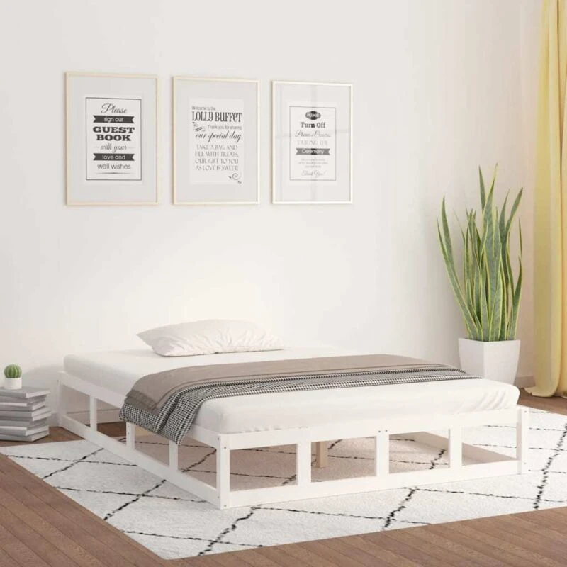 Image of VIDAXL Bed Frame without Mattress White 120x200cm Solid Wood Vidaxl 8720287136804