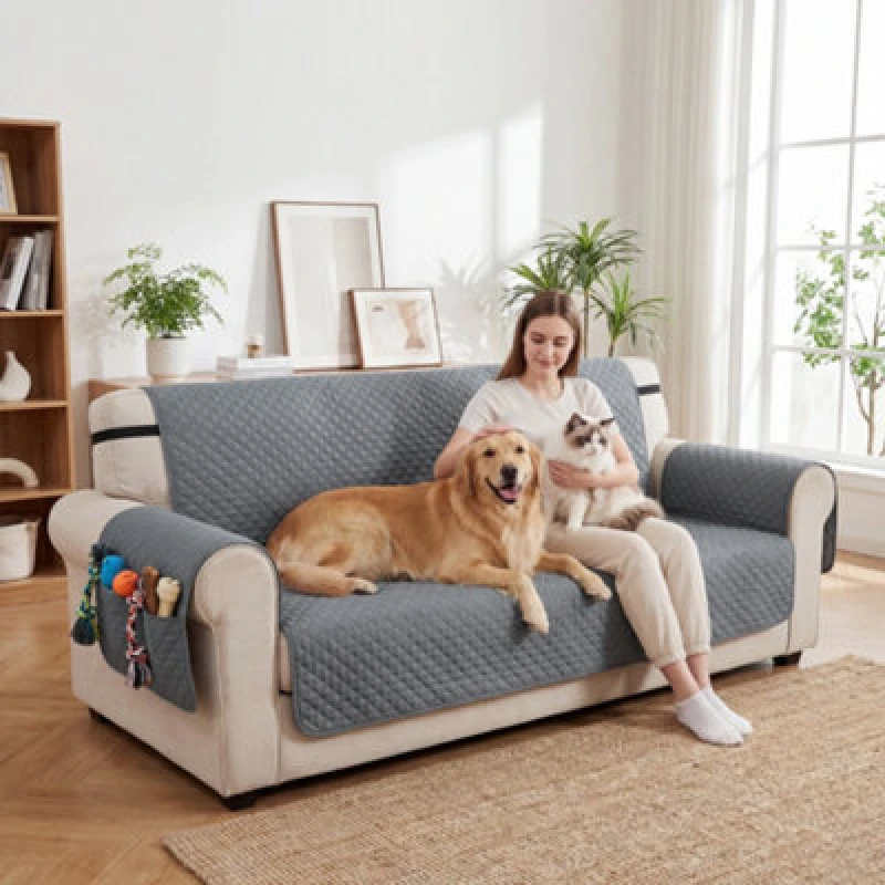 Image of Pawhut Waterproof Sofa Cover 3 Seater, Soft Couch Cover For Dogs Cats Pets