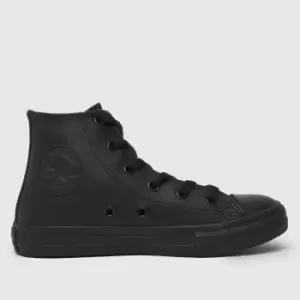 Image of Converse Black All Star Hi Leather Junior Trainers