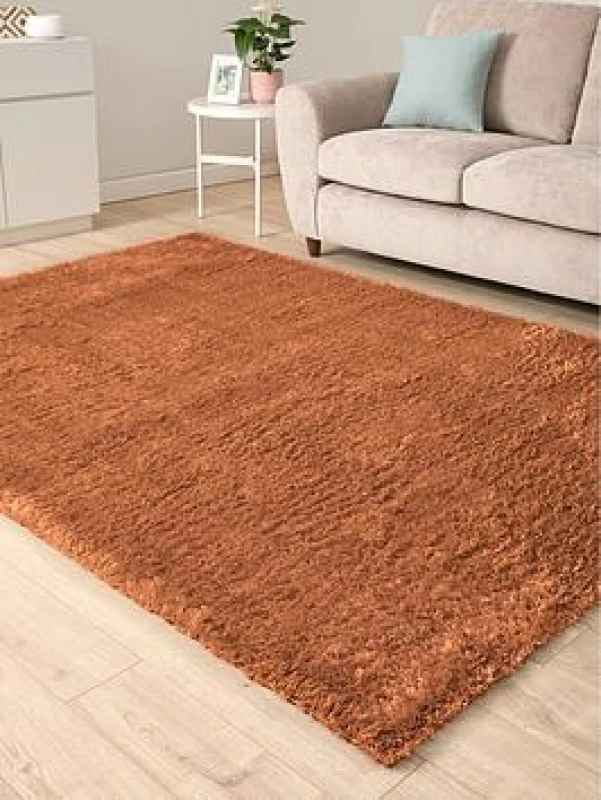 Image of The Very Collection Snug Plain Rug Terracotta VGES4 Unisex 120 x 170cm,160 x 230cm,200 x 290 cm,60 x 110cm,80 x 150cm