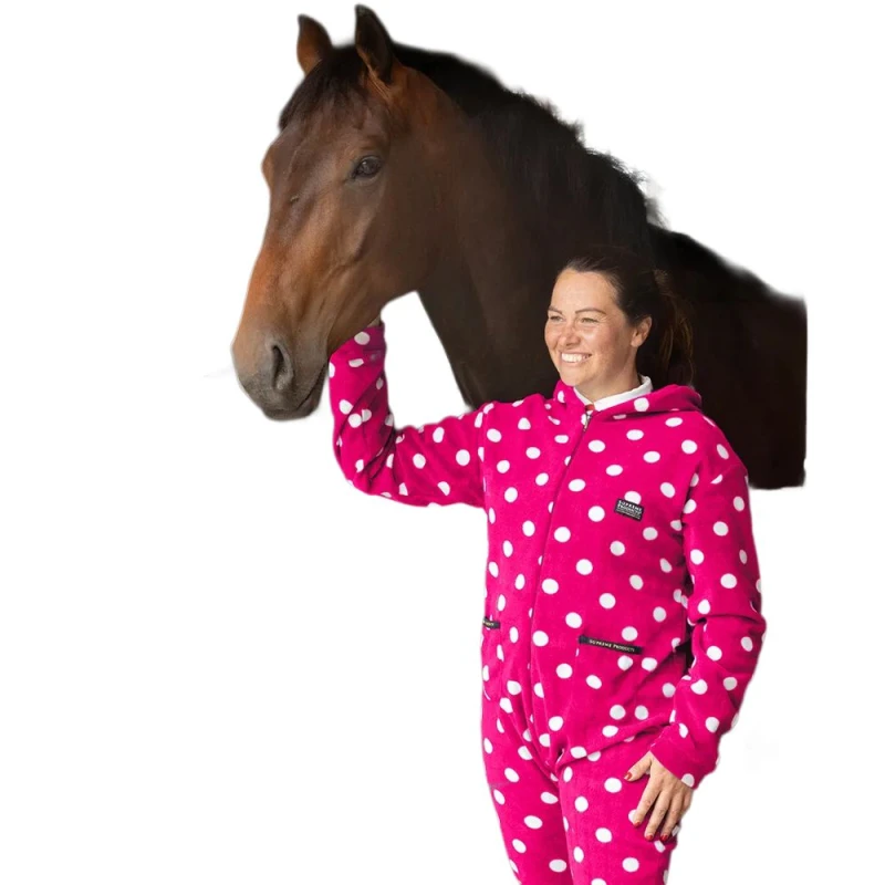Image of Supreme Products Mens Polka Dot Fleece Jumpsuit in Pale Pink Size: Small Pale Pink Male S