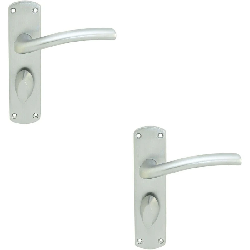 Image of Loops 2x Rounded Curved Bar Handle on Bathroom Backplate 170 x 42mm Satin Chrome Multi