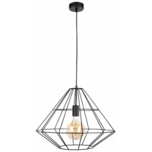 Keter Lighting - Keter Kira Wire Frame Pendant Ceiling Light Black, 52cm, 1x E27