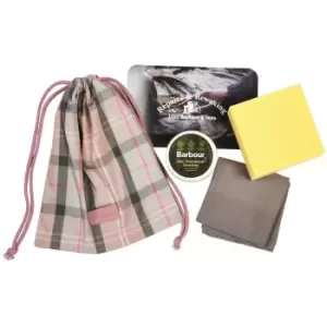 Image of Barbour Mini Reproofing Kit Pink/Taupe Tartan