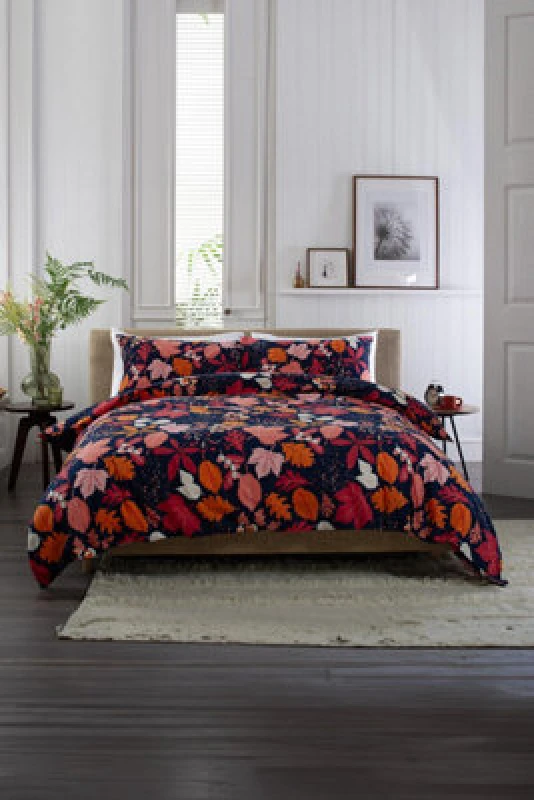 Image of Deyongs Autumn Leaves 100% Cotton Brushed Duvet Cover Set