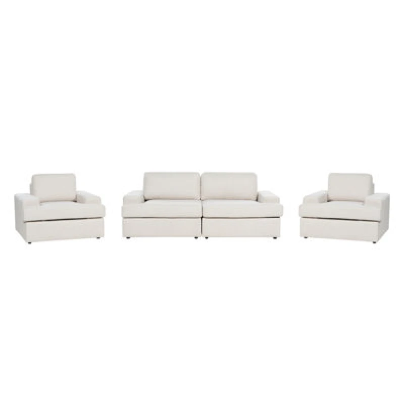 Image of Beliani Living Room Set 5 Seater Alla Fabric Light Beige