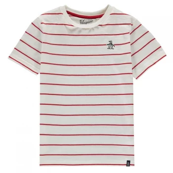 image of Original Penguin Breton Stripe T-Shirt - Lipstick Red