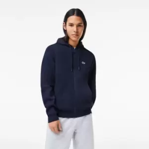 Image of Mens Lacoste Kangaroo Pocket Fleece Sweatshirt Size 2 - XS Navy Blue
