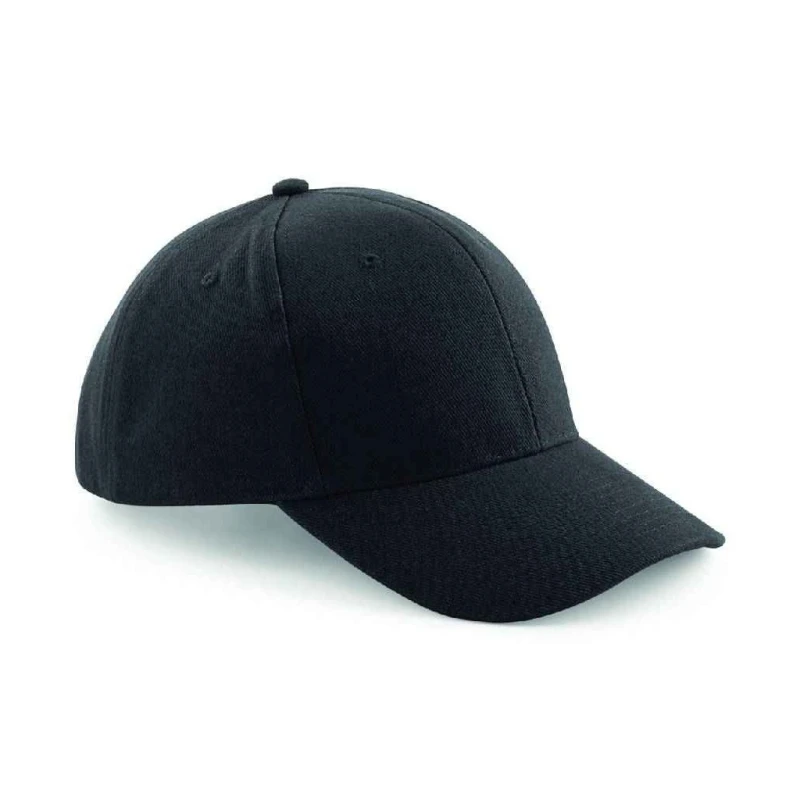 Image of Beechfield Beechfield Pro-Style Brushed Cotton Heavy Cap in Black One Size Unisex 5063527873965
