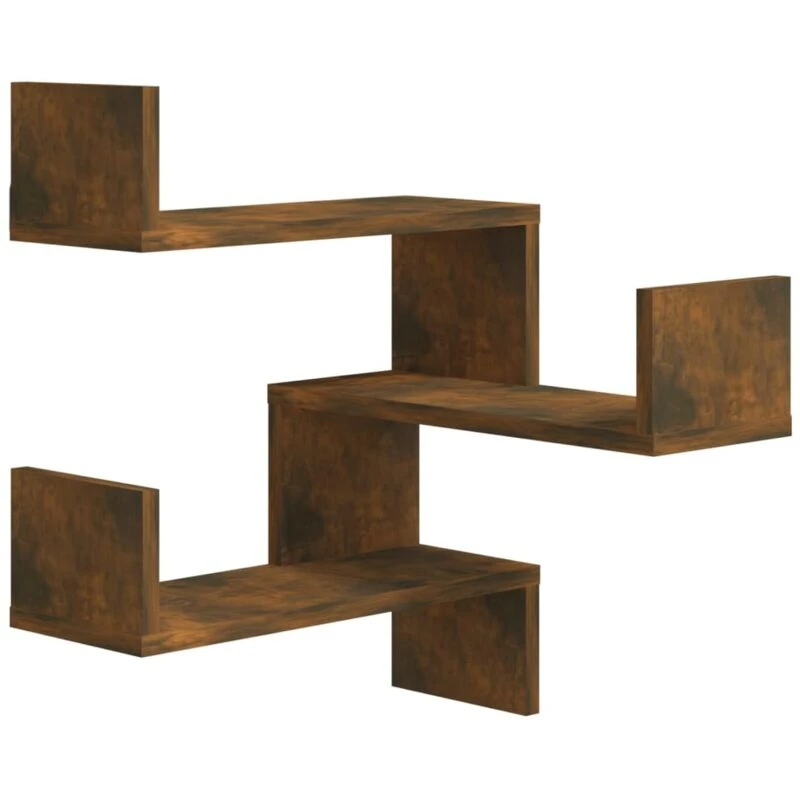 Image of VIDAXL Vidaxl - Wall Corner Shelf Smoked Oak 40x40x50cm Engineered Wood 8720286932667