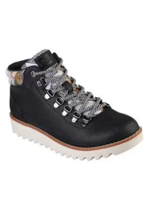 Image of Skechers Mountain Kiss Padded Collar Lace Up Hiker Boots, Black, Size 4, Women
