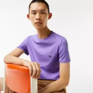 Image of Lacoste Mens Crew Neck Pima Cotton Jersey T-Shirt Size 4 - M Purple