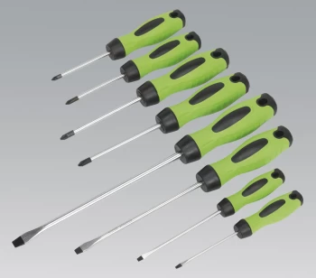 Image of Sealey HV001 Screwdriver Set 8pc Hi-Vis Green