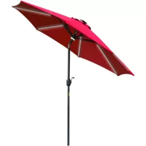 image of Outsunny 2.7m Garden Parasol Patio Sun Umbrella with Solar Powered LEDs 84D-057GY