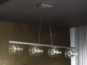Image of Flash 4 Light Crystal Bar Ceiling Pendant Chrome, G9