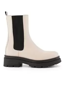 Image of Dune London Palmz Leather Heavy Outsole Chelsea, Ecru, Size 3, Women