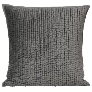 image of Brooklands Quilted Velvet Cushion Graphite / 55 x 55cm / Cover Only