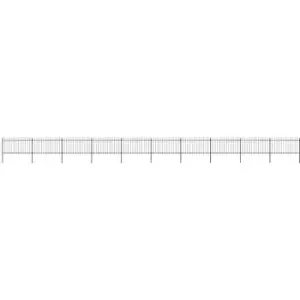 Image of Garden Fence with Spear Top Steel 17x1 m Black Vidaxl Black