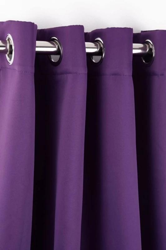 Image of New Edge Blinds Essential Woven Thermal Blackout Eyelet Curtains in Purple Size: 228cm width x 228cm drop Purple Unisex 228cm width x 228cm drop