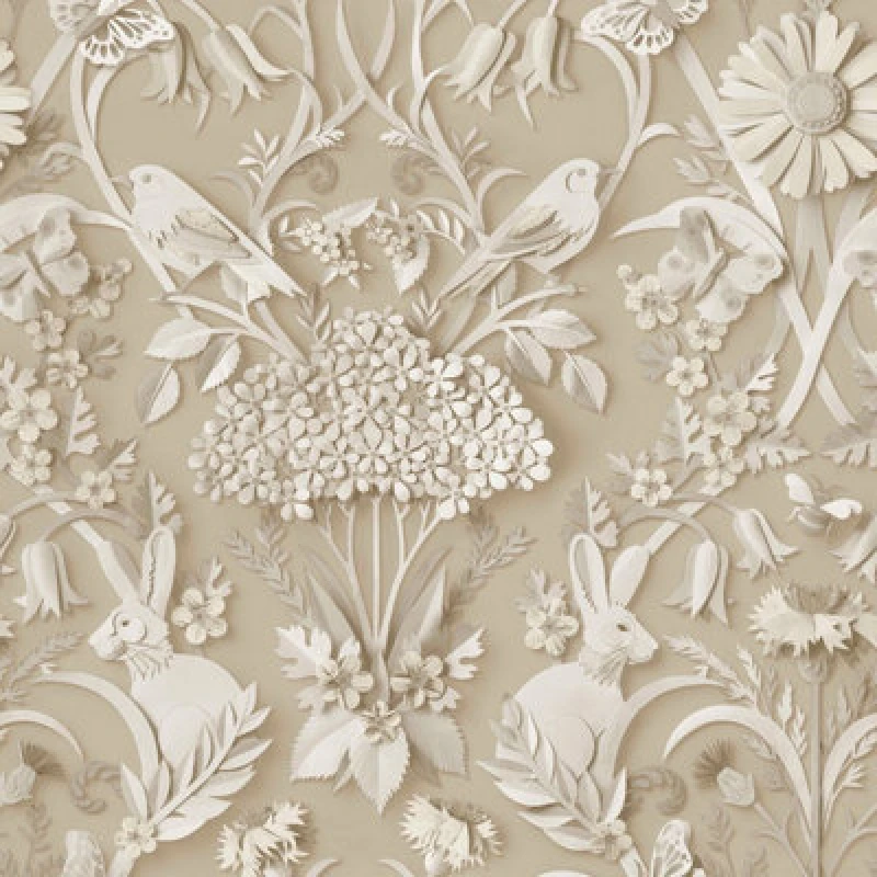 Image of FINE DECOR Woodland Natural Wallpaper Floral Leaves Animal Print Feature Wall - Fine Decor WL-FD43606