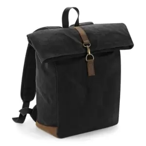 Image of Quadra Heritage Waxed Canvas Leather Accent Backpack (One Size) (Black)