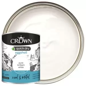 Crown Quick Dry Eggshell Paint - Pure Brilliant White - 750ml