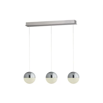 Image of Searchlight Lighting - Searchlight Marbles - Integrated LED 3 Light Globe Bar Pendant Ceiling Light Chrome, Silver