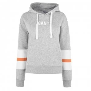 image of Gant Logo Stripe OTH Hoodie - 94 LIGHT GREY