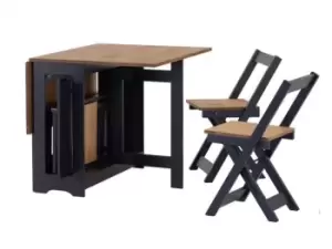 Image of Seconique Santos Butterfly Navy Blue and Pine Dining Table and 4 Chairs