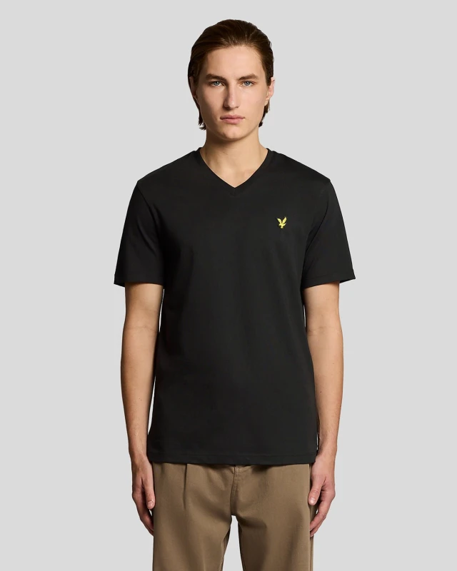 Image of Lyle & Scott Mens Cotton V-Neck T-Shirt in Black