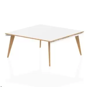 image of Oslo White Frame Wooden Leg Square Boardroom Table 1600 White With