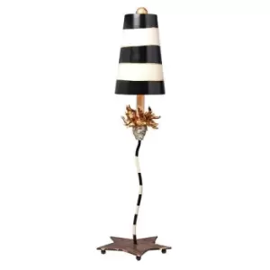 Image of Elstead La Fleur - 1 Light Table Lamp Gold Leaf with Black, Taupe Stripes, E27