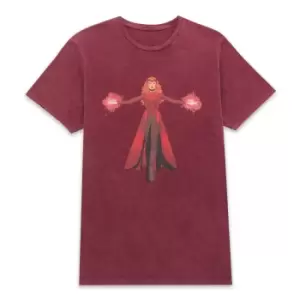 Image of Marvel Dr Strange Wanda Magic Unisex T-Shirt - Burgundy Acid Wash - L