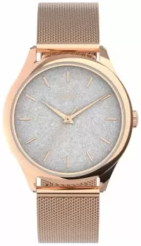 Image of Timex TW2V01400 Rose Gold-tone Case With Silver Glitter Dial Watch