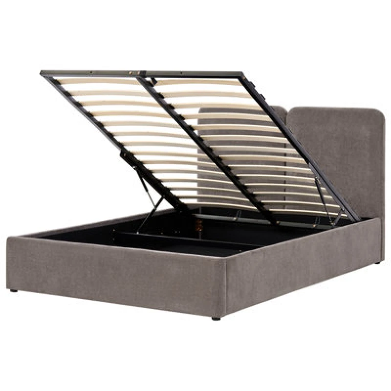 Image of Beliani Ottoman Bed Chenille Arbois 140 X 200 Cm (Eu Double) Taupe