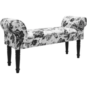 Image of Techstyle Black Rose Shabby Chic Chaise Padded Pouffe Stool / Wood Legs Black / White