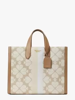 image of Kate Spade Oversized Spade Flower Jacquard Stripe Manhattan Large Tote Bag, Natural Multi, One Size