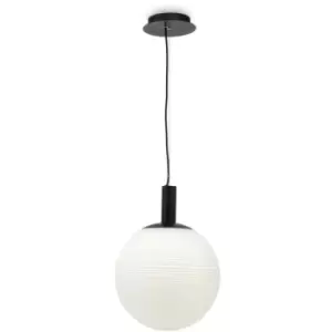 image of Maytoni Perlas Pendant Globe Pendant Ceiling Light Black, Glass White Shade