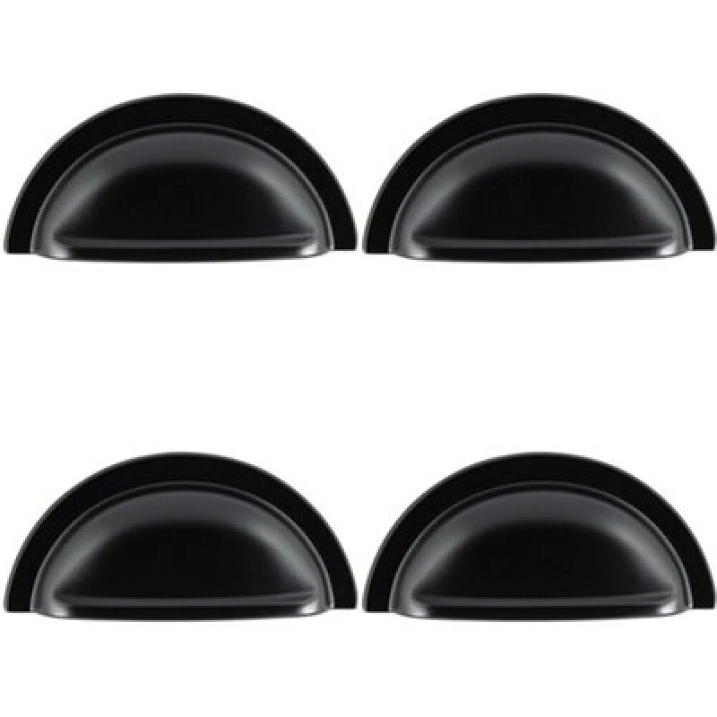 Image of Loops 4x Cabinet Cup Pull Handle 91 x 45mm 76mm Fixing Centres Matt Black unisex