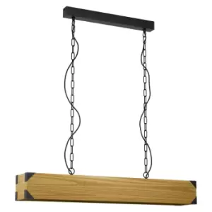 Image of Hanging Ceiling Pendant Light Wood Box 4x 40W E27 Kitchen Island Table Lamp