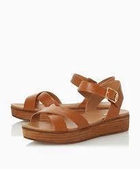 image of Dune Tan Leather Koby' High Ankle Strap Sandals - 3