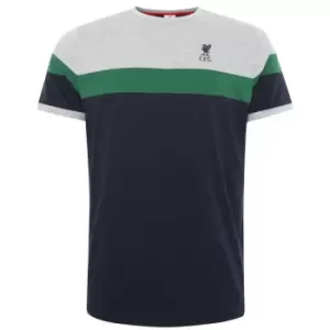 Image of Liverpool FC Mens Panelled T-Shirt (S) (Navy/Green/Grey Marl)