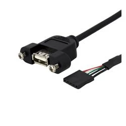 Image of StarTech 0.3m Panel Mount USB Cable USB A to Motherboard Header Cable FF