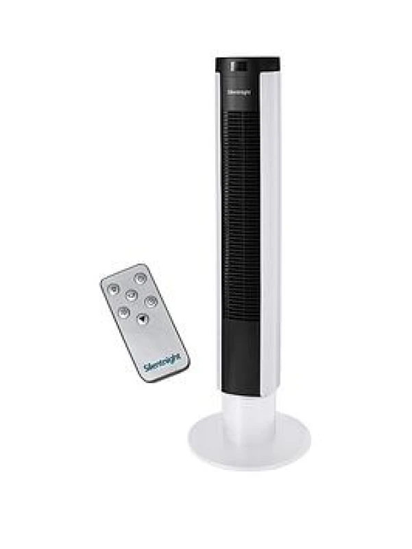Image of Silentnight Home Electrics Airmax 3400 Oscillating Tower Fan - Digital Control White VYF15 Unisex