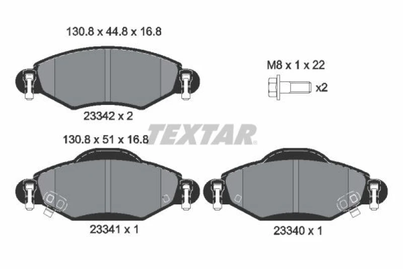 Image of Brake pad set TEXTAR 2334001