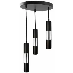 image of Keter Magnum Cluster Pendant Ceiling Light Black, Silver, 30cm, 3x GU10