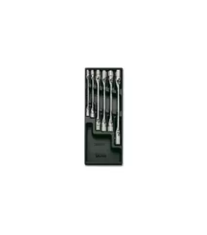 Image of Beta Tools T79 6pc Dbl Swivel End Socket Wrench Set Hard Tray for Roller Cabs