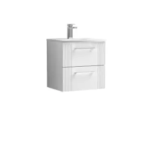 image of Nuie Deco 500mm Wall Hung 2 Drawer Vanity & Basin 4 - Satin White